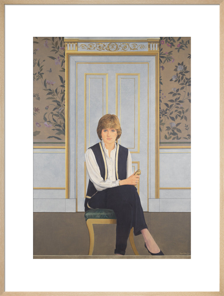 Diana, princess of wales portrait print (art print, extra large, natural frame)