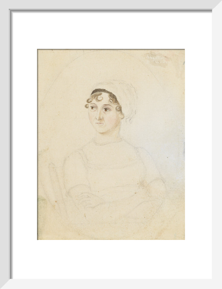 Jane austen portrait print (art print, small, white frame)