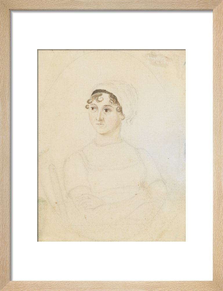 Jane austen portrait print (art print, small, natural frame)