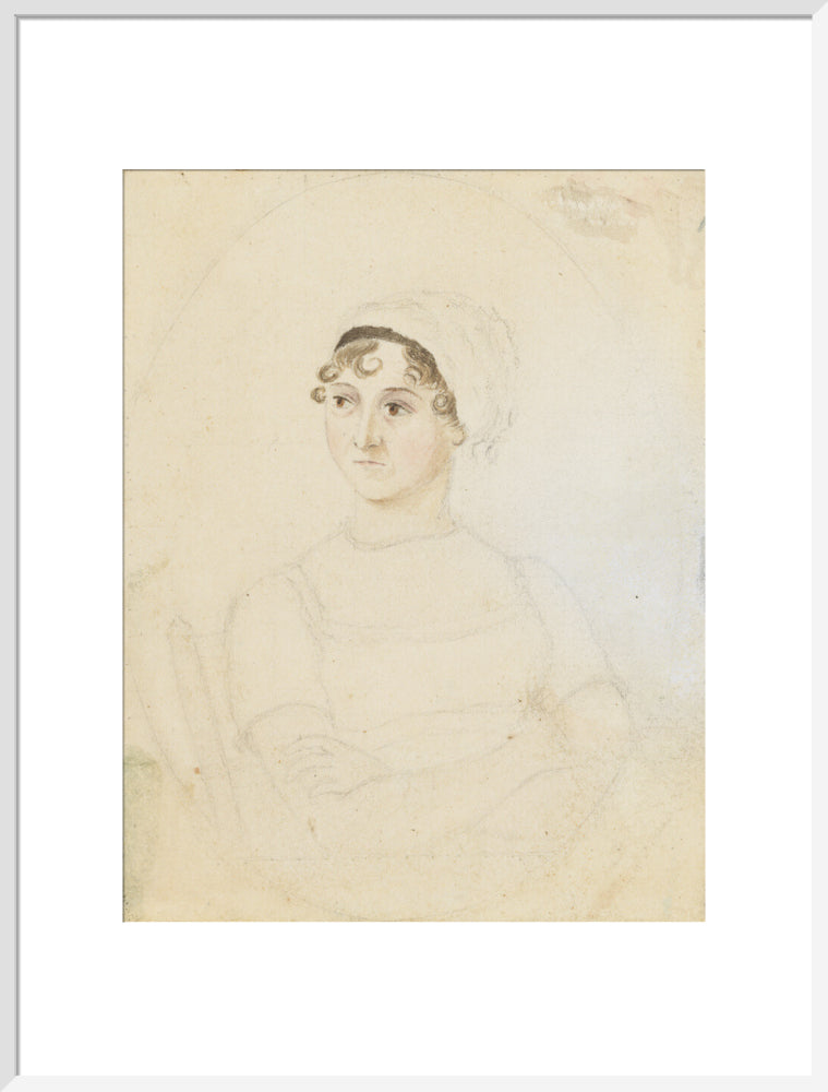 Jane austen portrait print (art print, extra large, white frame)