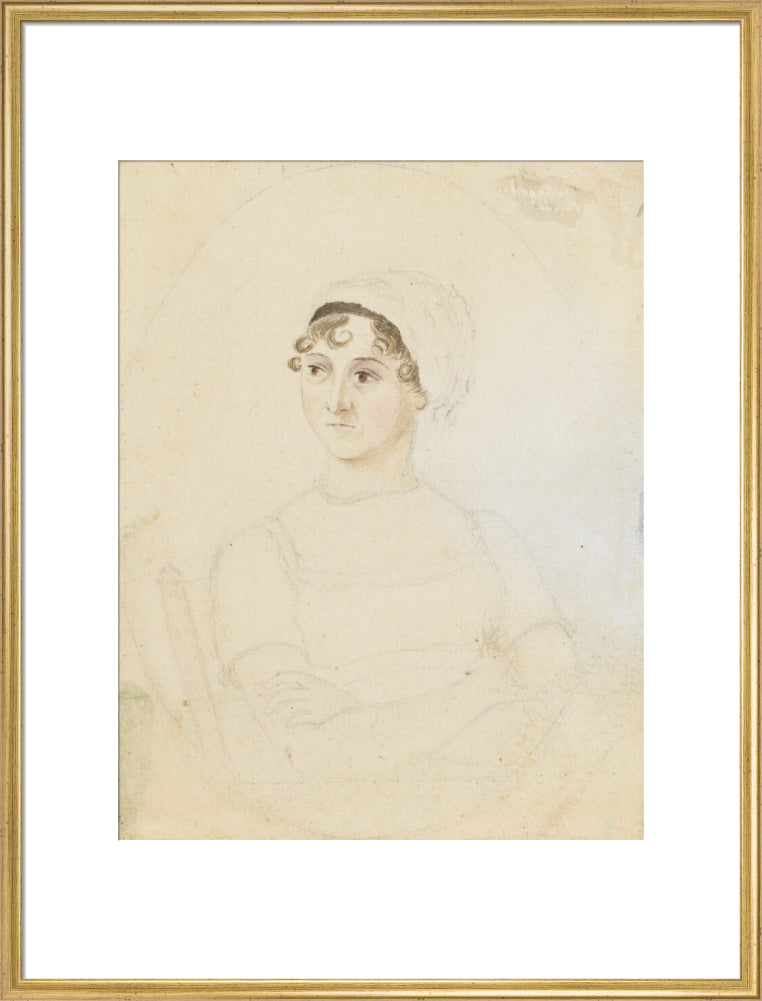 Jane austen portrait print (art print, extra large, gold frame)