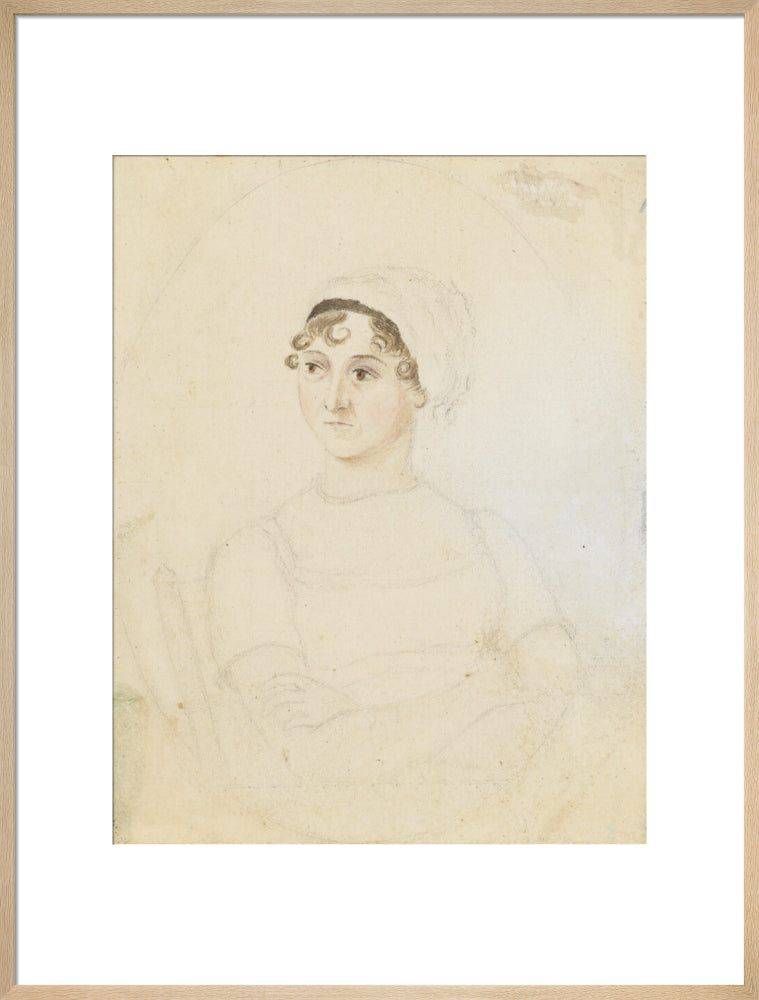 Jane austen portrait print (art print, extra large, natural frame)