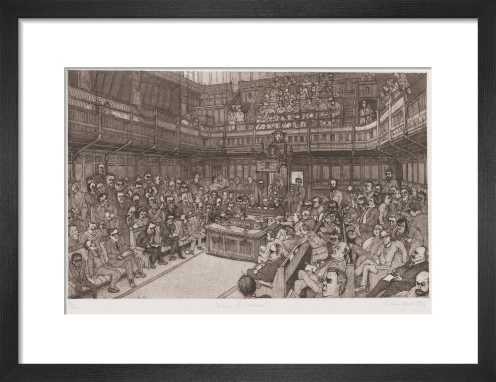 The house of commons, 24 july 1986 portrait print (art print, small, black frame)