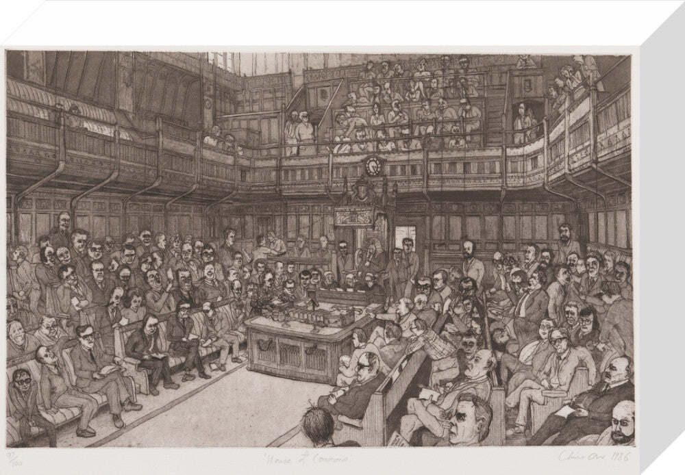 The house of commons, 24 july 1986 portrait print (stretched canvas, small, no frame)