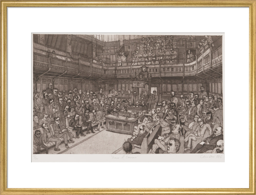 The house of commons, 24 july 1986 portrait print (art print, large, gold frame)