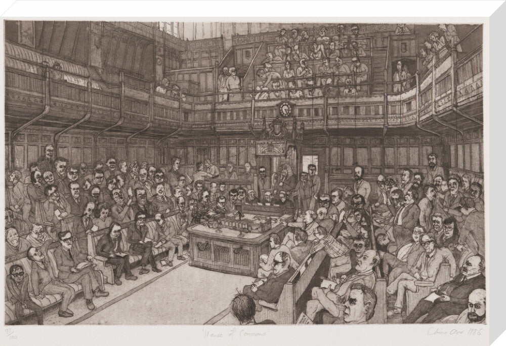 The house of commons, 24 july 1986 portrait print (stretched canvas, large, no frame)