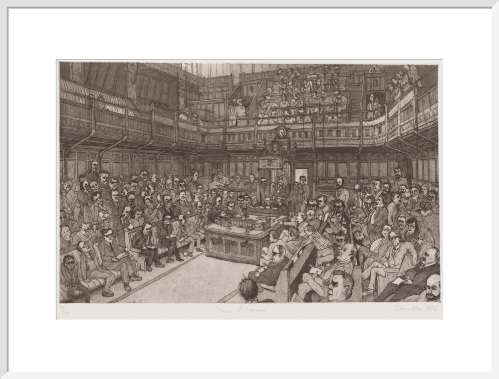 The house of commons, 24 july 1986 portrait print (art print, extra large, white frame)