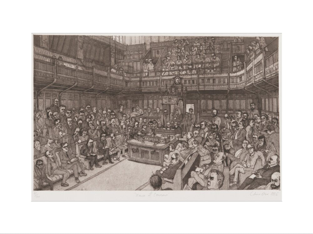 The house of commons, 24 july 1986 portrait print (art print, small, no frame)