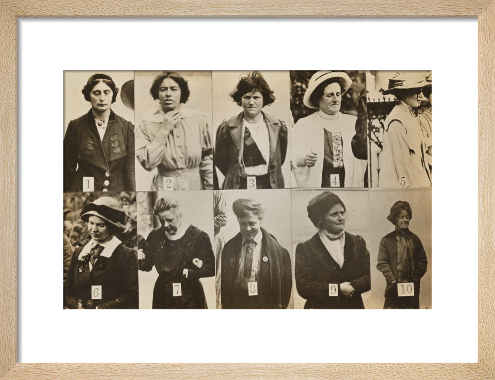 Surveillance photograph of militant suffragettes' portrait print (art print, small, natural frame)