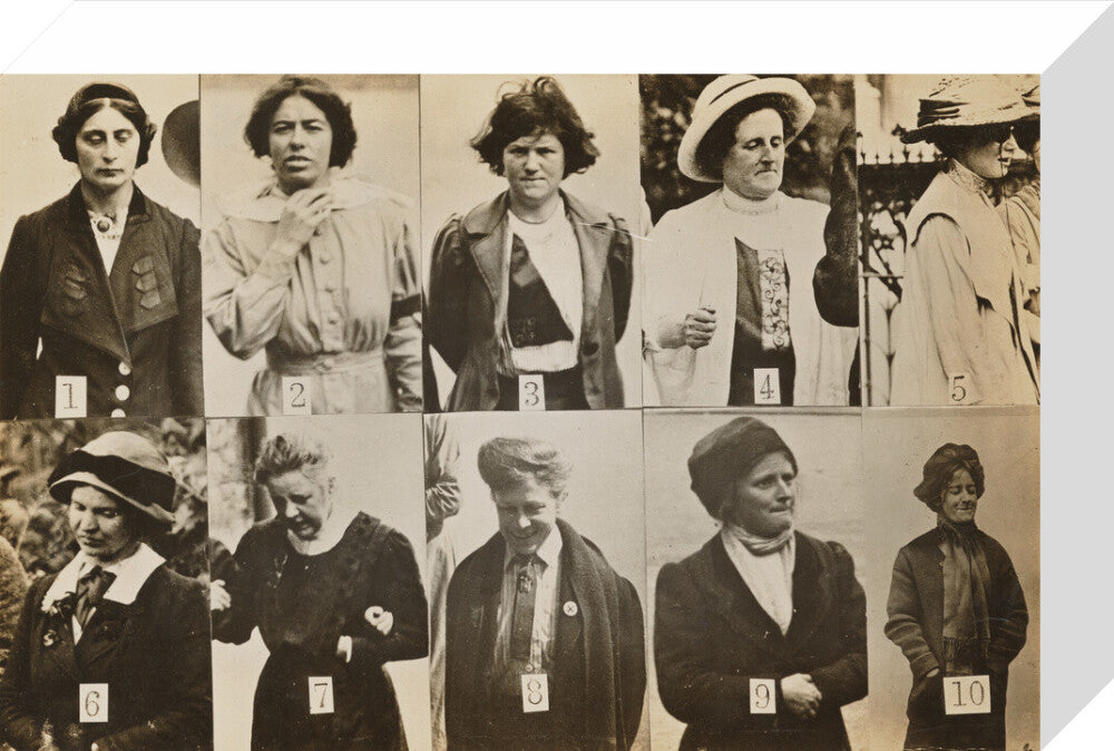 Surveillance photograph of militant suffragettes' portrait print (stretched canvas, small, no frame)