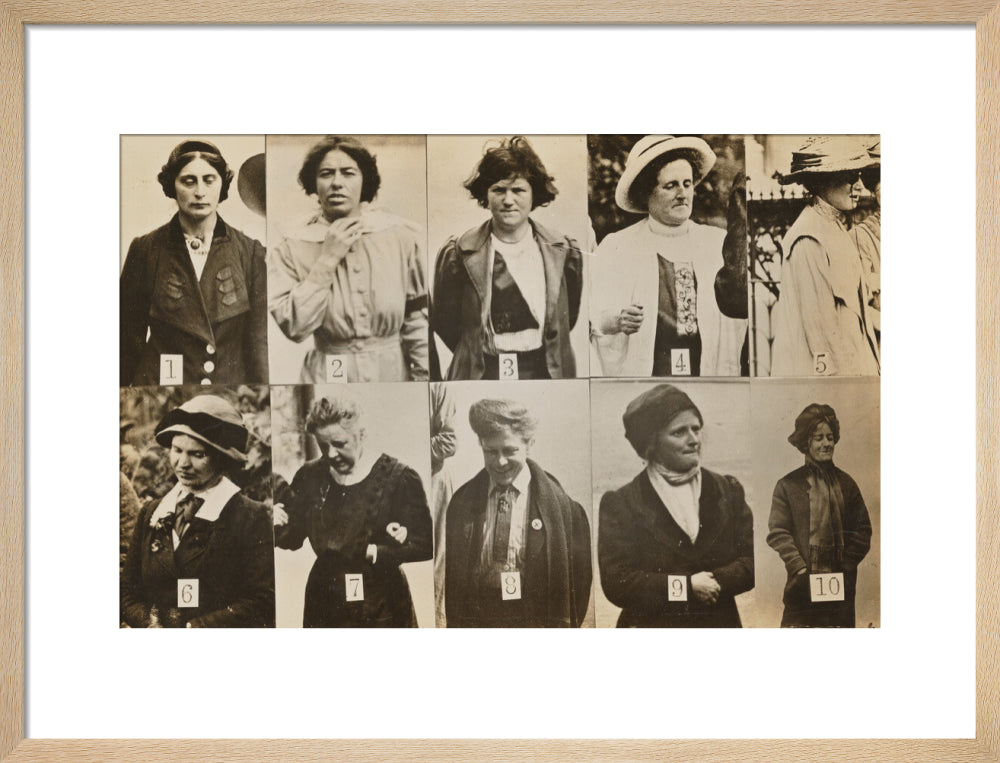 Surveillance photograph of militant suffragettes' portrait print (art print, medium, natural frame)