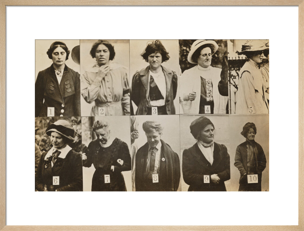 Surveillance photograph of militant suffragettes' portrait print (art print, large, natural frame)