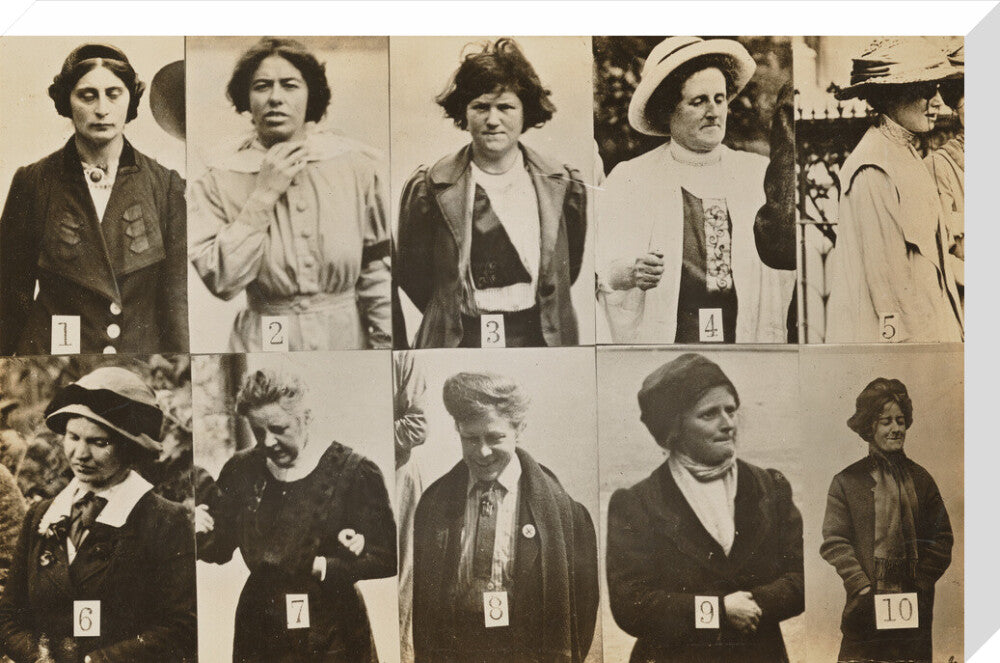 Surveillance photograph of militant suffragettes' portrait print (stretched canvas, large, no frame)