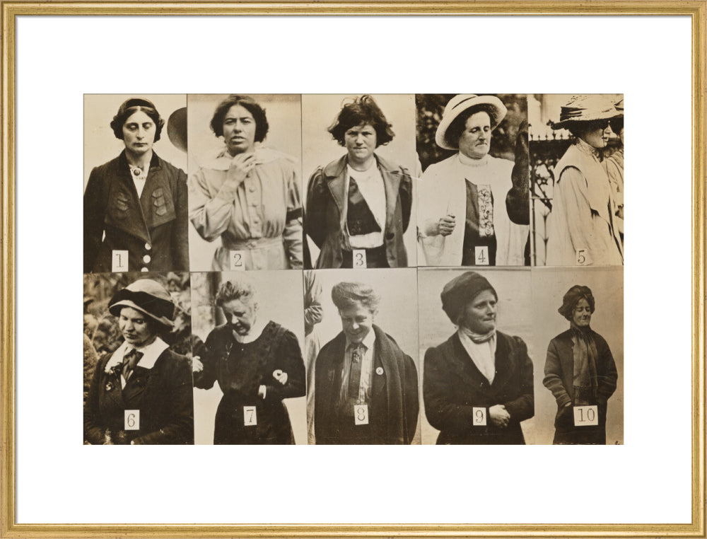 Surveillance photograph of militant suffragettes' portrait print (art print, extra large, gold frame)
