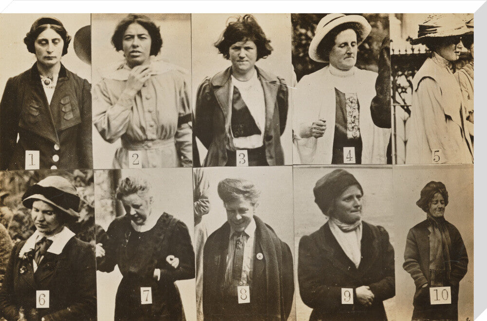 Surveillance photograph of militant suffragettes' portrait print (stretched canvas, extra large, no frame)