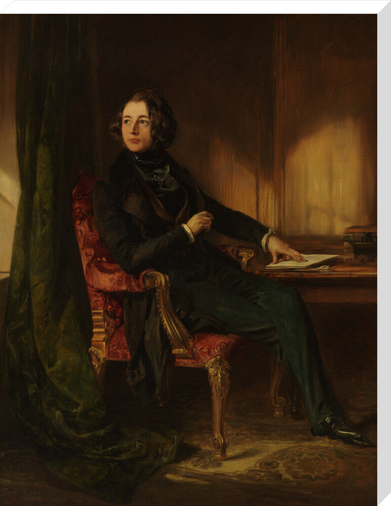 Charles dickens portrait print (stretched canvas, extra large, no frame frame)