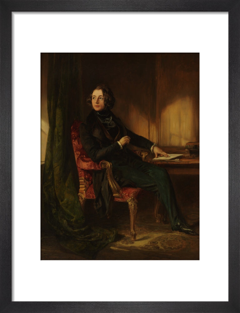 Charles dickens portrait print (art print, small, black frame frame)