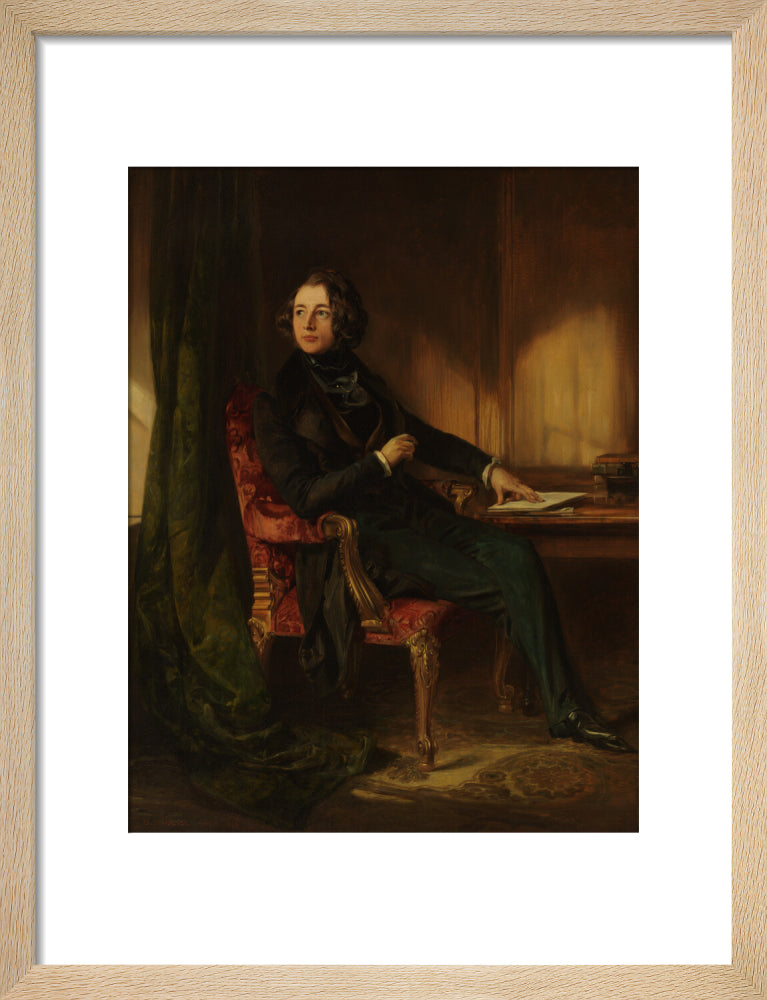 Charles dickens portrait print (art print, small, natural frame frame)