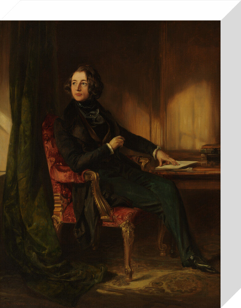 Charles dickens portrait print (stretched canvas, small, no frame frame)