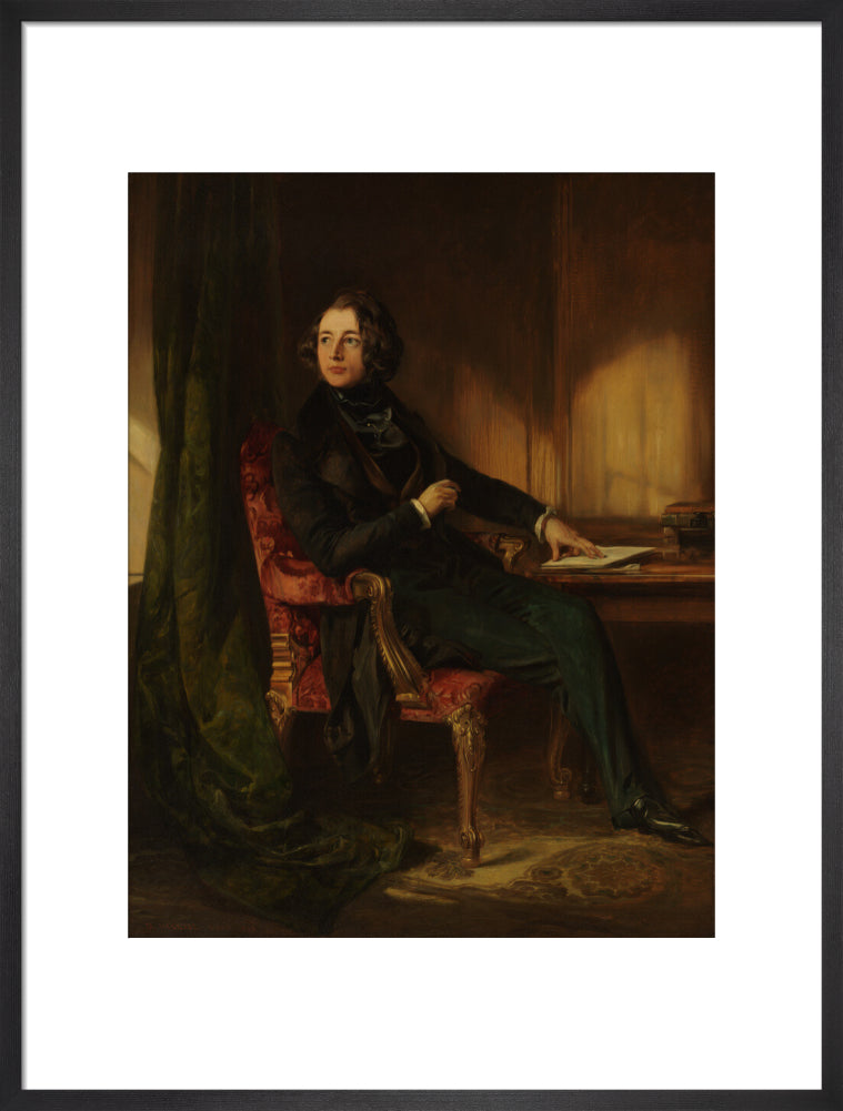 Charles dickens portrait print (art print, large, black frame frame)