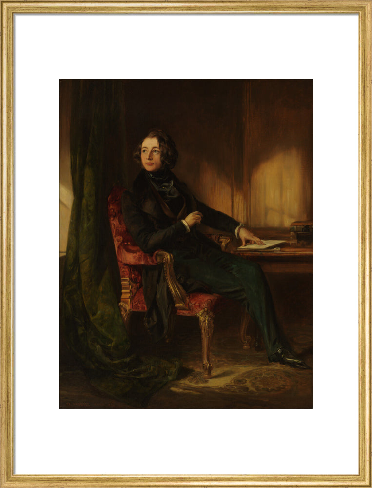 Charles dickens portrait print (art print, large, gold frame frame)