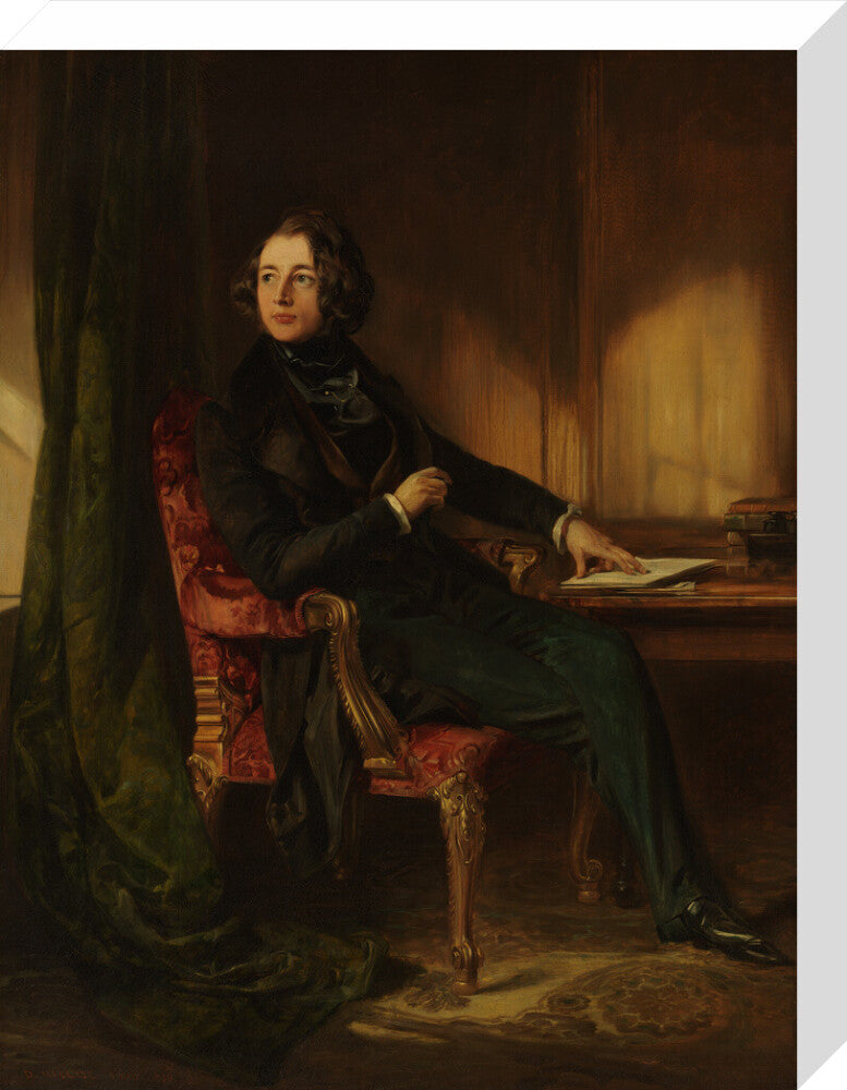 Charles dickens portrait print (stretched canvas, medium, no frame frame)