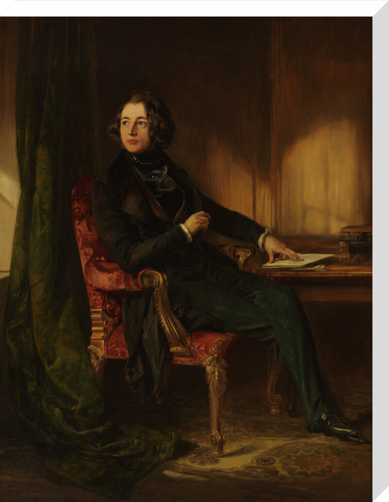 Charles dickens portrait print (stretched canvas, large, no frame frame)