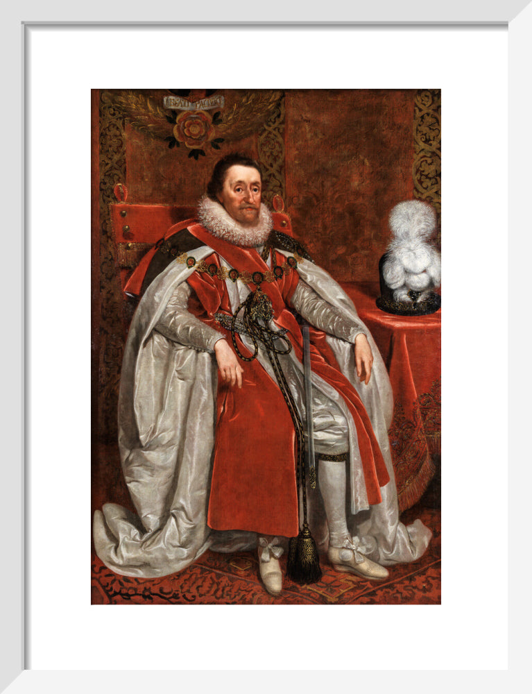 King james i of england and vi of scotland portrait print (art print, small, white frame)