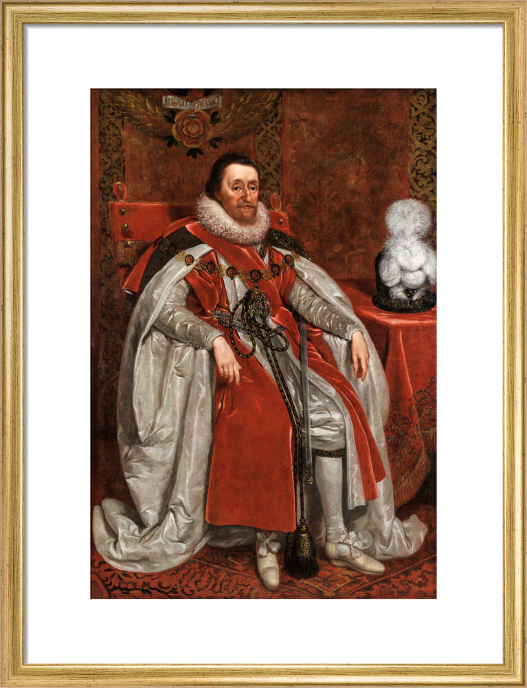 King james i of england and vi of scotland portrait print (art print, medium, gold frame)