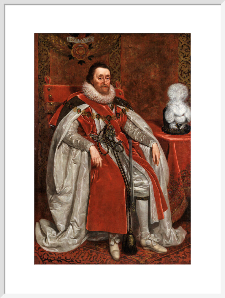 King james i of england and vi of scotland portrait print (art print, extra large, white frame)