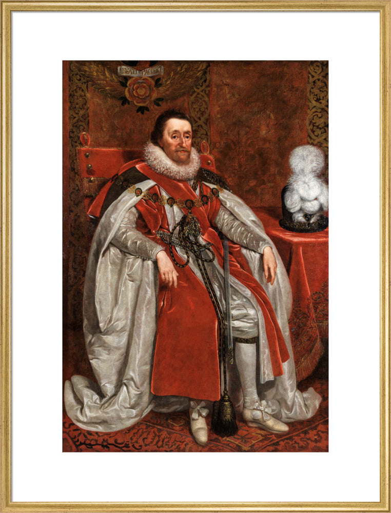 King james i of england and vi of scotland portrait print (art print, extra large, gold frame)