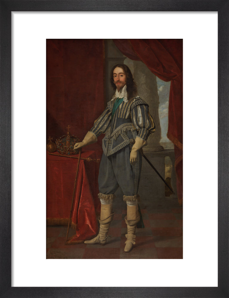 King charles i portrait print (art print, small, black frame)