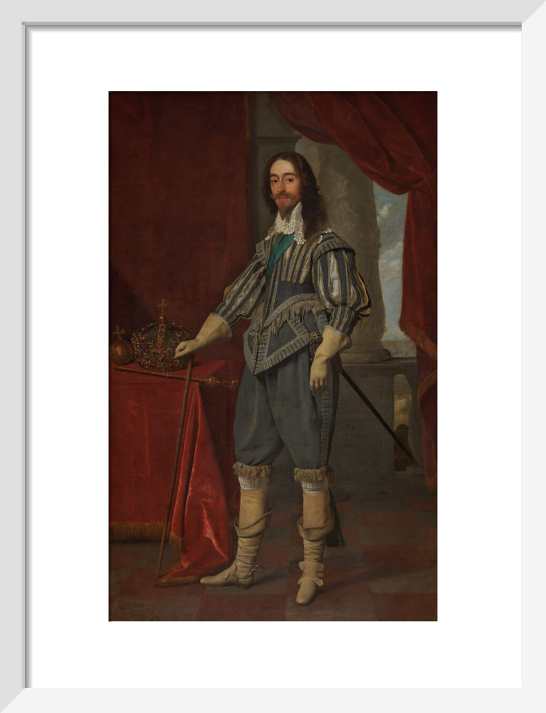King charles i portrait print (art print, small, white frame)