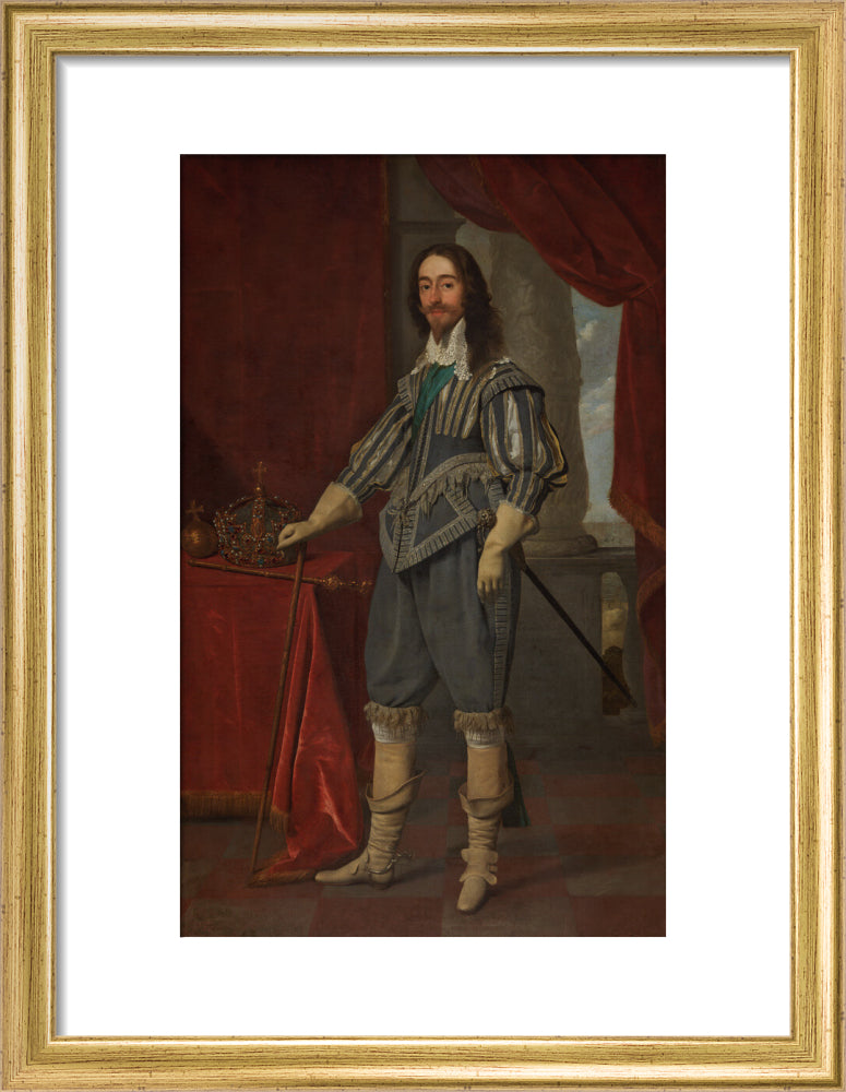 King charles i portrait print (art print, small, gold frame)