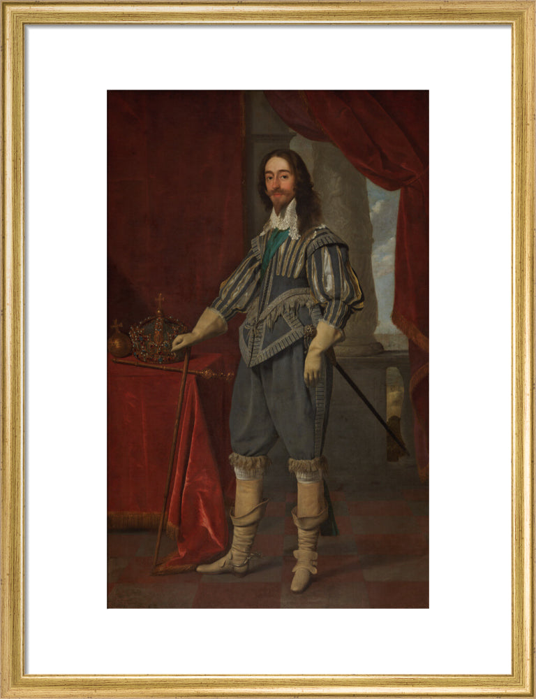 King charles i portrait print (art print, medium, gold frame)