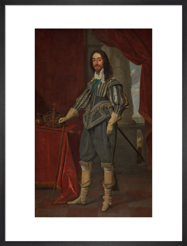 King charles i portrait print (art print, large, black frame)