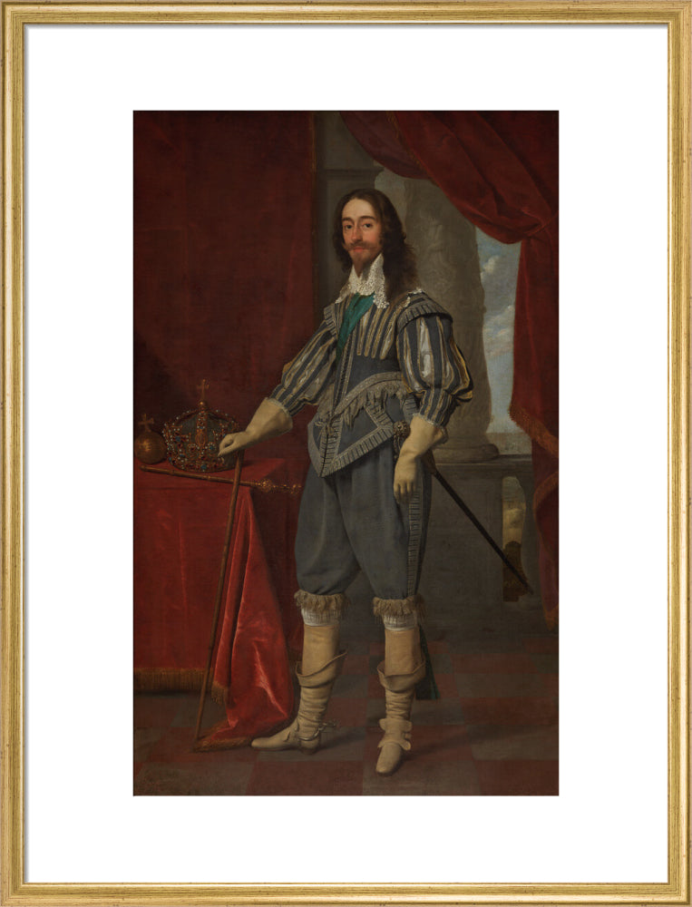 King charles i portrait print (art print, large, gold frame)