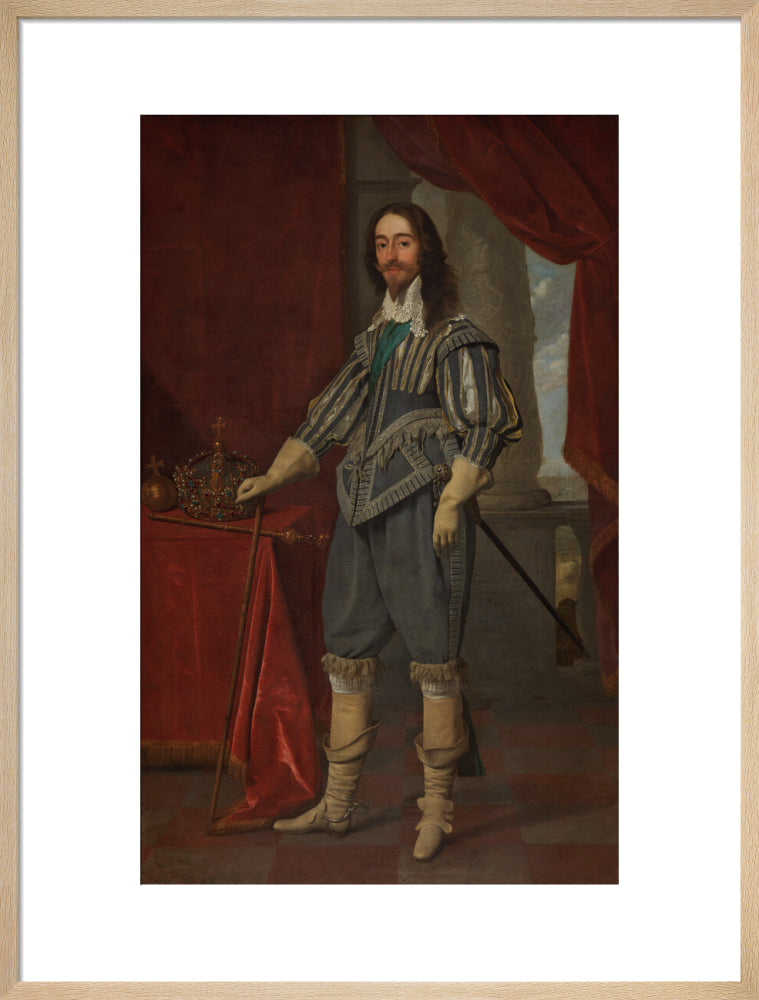King charles i portrait print (art print, large, natural frame)