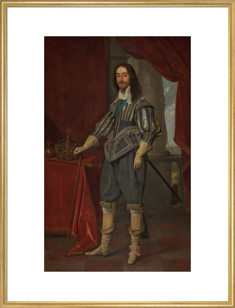 King charles i portrait print (art print, extra large, gold frame)