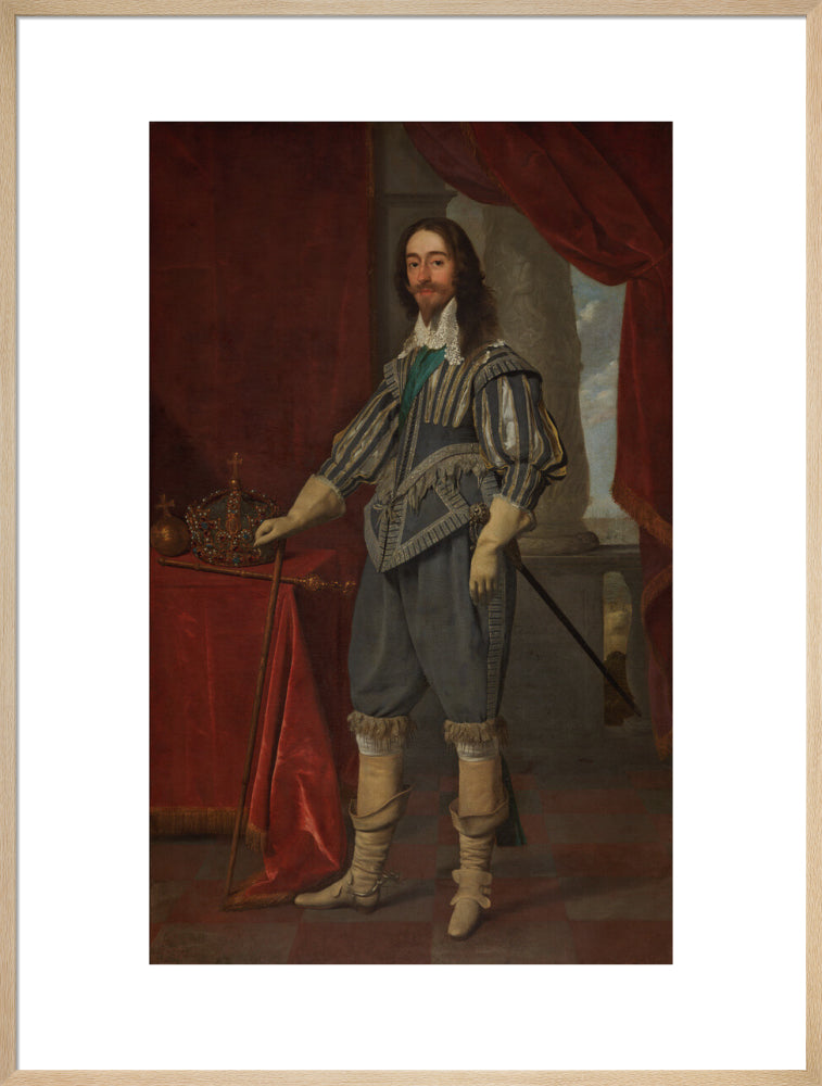 King charles i portrait print (art print, extra large, natural frame)