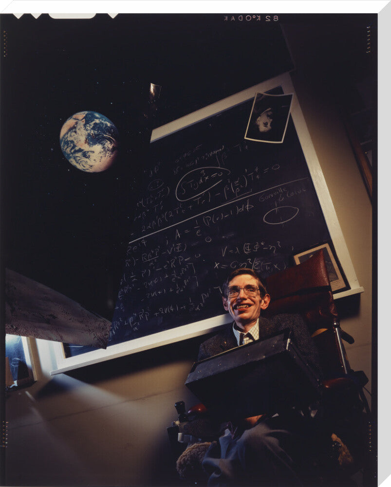 Stephen hawking portrait print (stretched canvas, extra large, no frame)