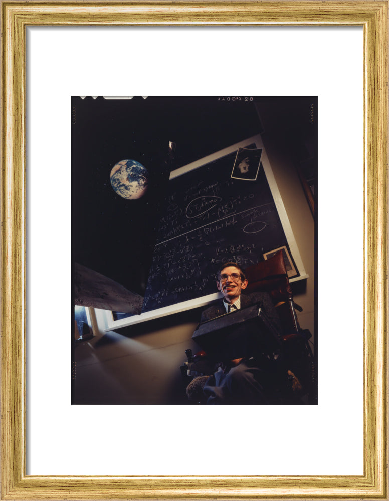 Stephen hawking portrait print (art print, small, gold frame)