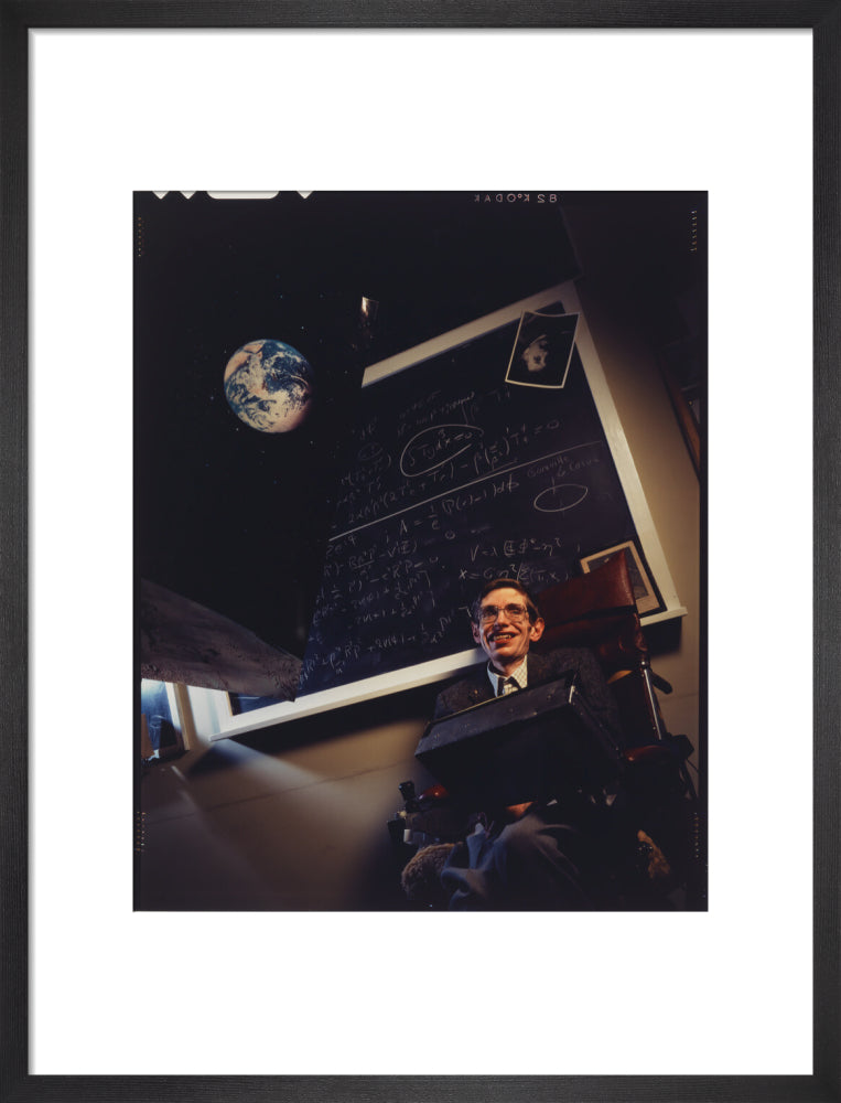 Stephen hawking portrait print (art print, medium, black frame)