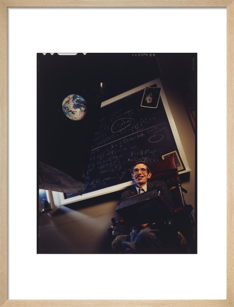 Stephen hawking portrait print (art print, medium, natural frame)