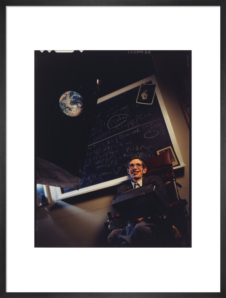 Stephen hawking portrait print (art print, large, black frame)