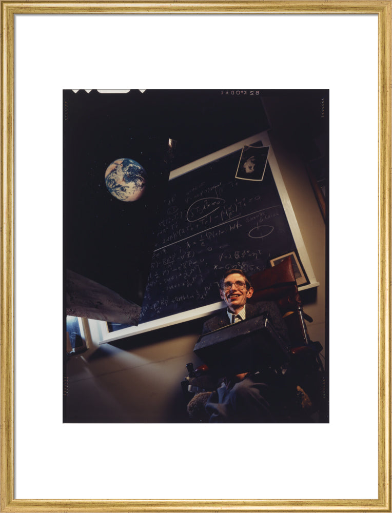 Stephen hawking portrait print (art print, large, gold frame)
