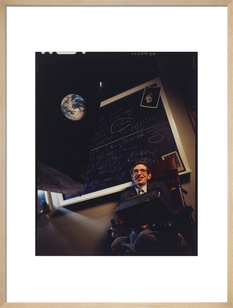 Stephen hawking portrait print (art print, large, natural frame)