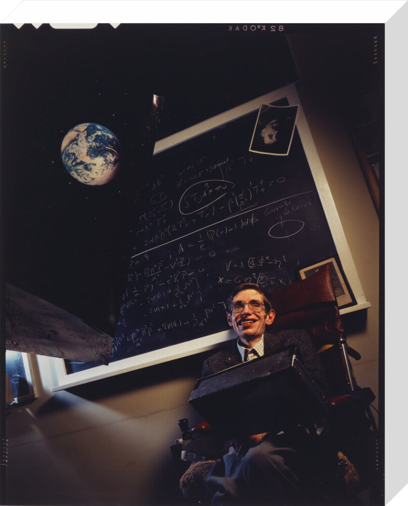Stephen hawking portrait print (stretched canvas, medium, no frame)
