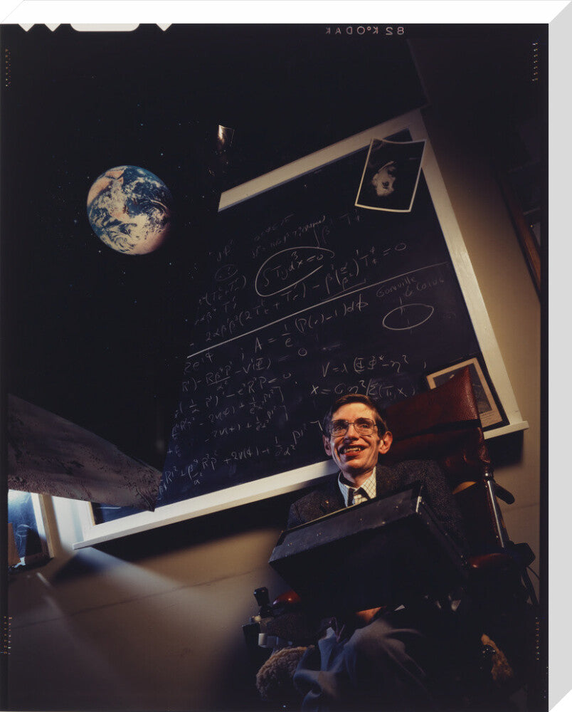 Stephen hawking portrait print (stretched canvas, large, no frame)