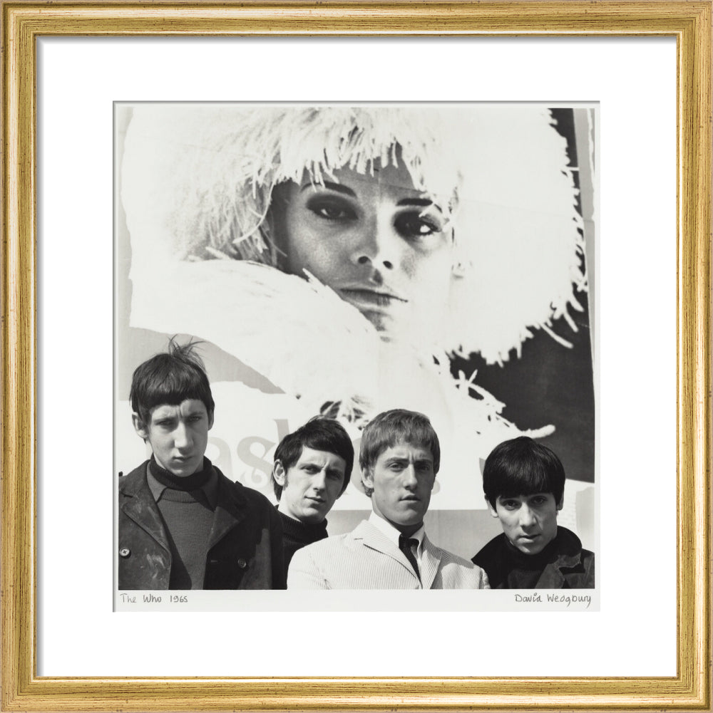 The who (pete townshend; john entwistle; roger daltrey; keith moon) portrait print (art print, small, gold frame)